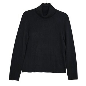 NWT TAHARI Women's Black 100% 2-Ply Knit Cashmere Turtleneck Sweater L